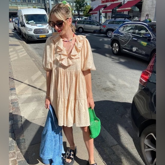 STINE GOYA Imperio Sequin Cotton Mini New Years Dress in Coconut Sparkles Size M - Picture 6 of 13